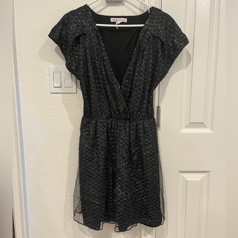 BCBGeneration black dress with metallic thread detail